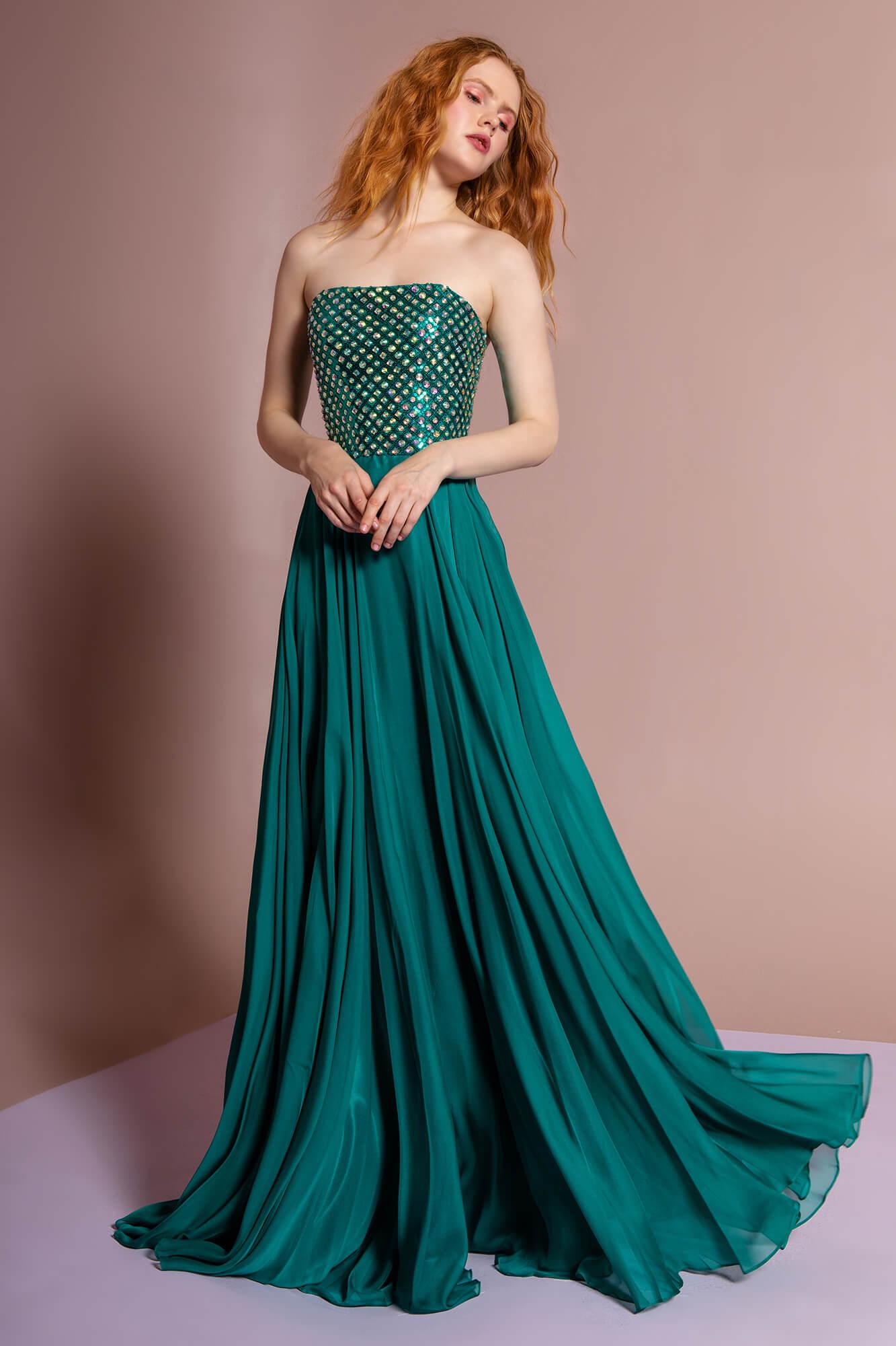 Prom Long Strapless Chiffon Sweetheart Formal Gown - The Dress Outlet Elizabeth K