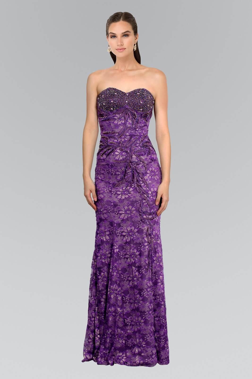 Prom Long Strapless Sweetheart Lace Formal Long Dress - The Dress Outlet Elizabeth K