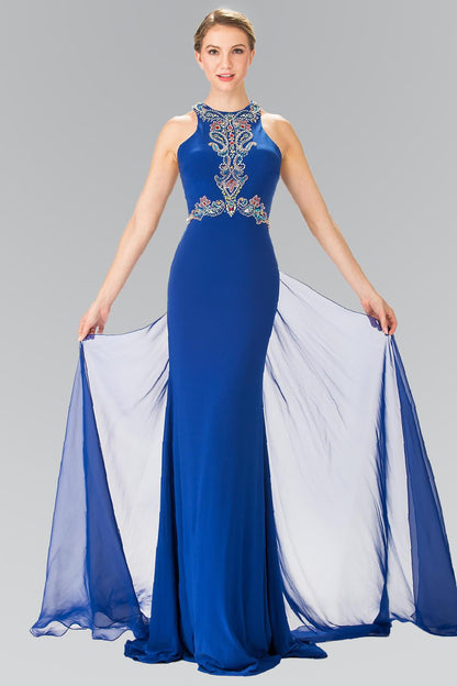 Prom Long Train Chiffon Evening Dress - The Dress Outlet Elizabeth K