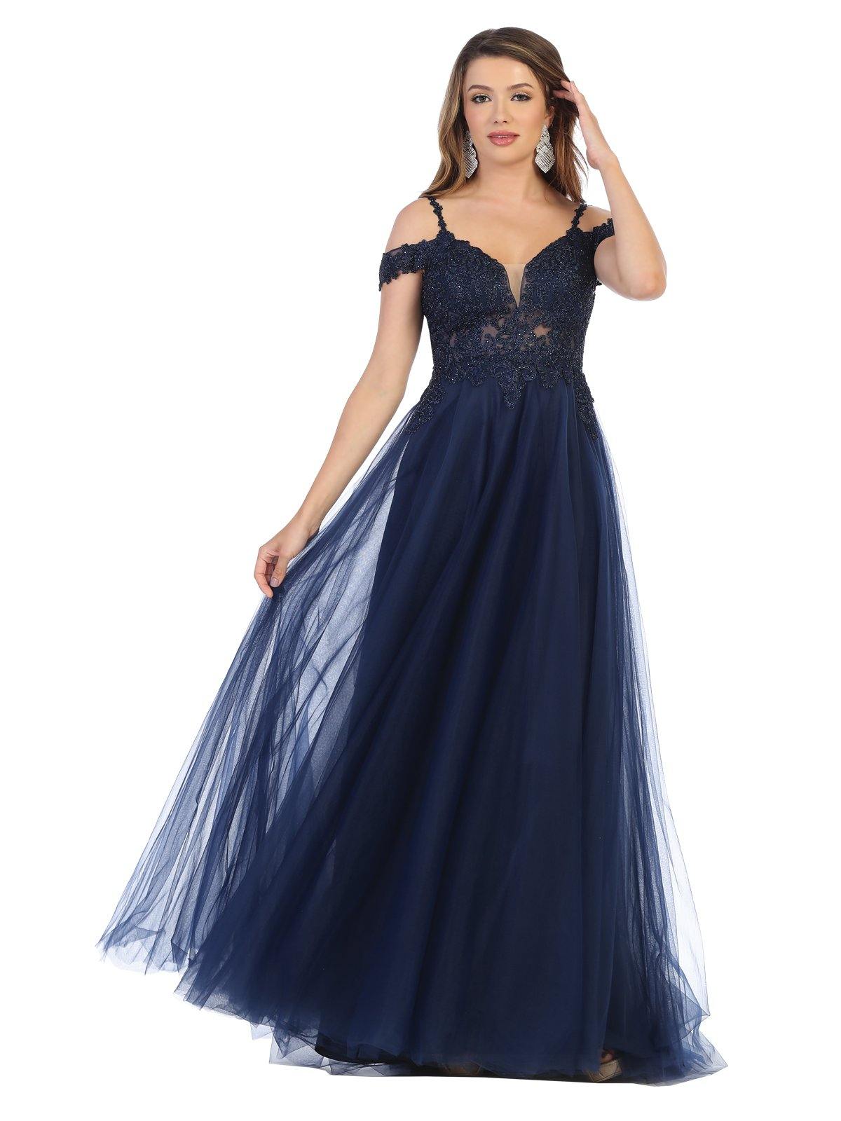 Prom Plus Size Homecoming Off Shoulder Long Dress - The Dress Outlet May Queen