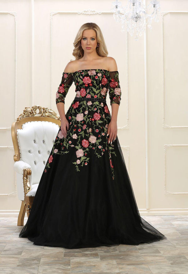 Prom Plus Size Long Formal Dress Black Ball Gown