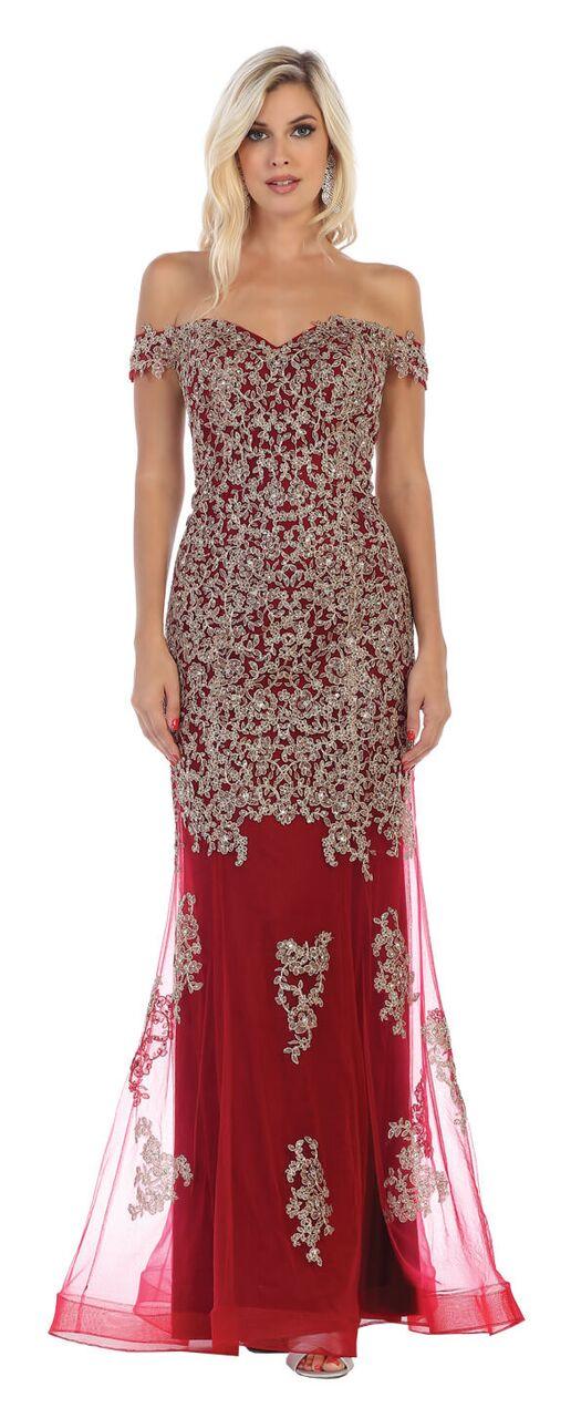 Prom Plus Size Long Formal Off Shoulder Evening Dress - The Dress Outlet May Queen