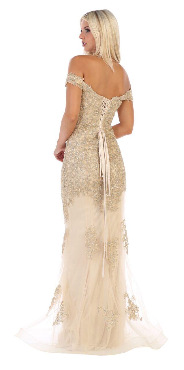 Prom Plus Size Long Formal Off Shoulder Evening Dress - The Dress Outlet May Queen