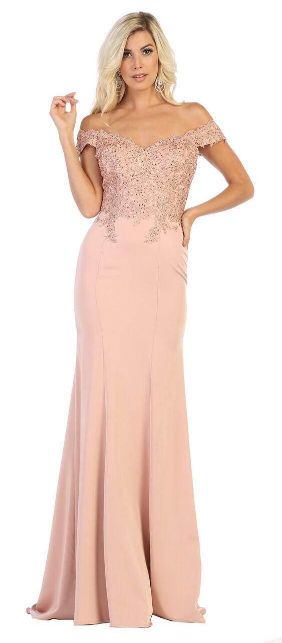 Prom Plus Size Off the Shoulder Long Formal Dress - The Dress Outlet May Queen