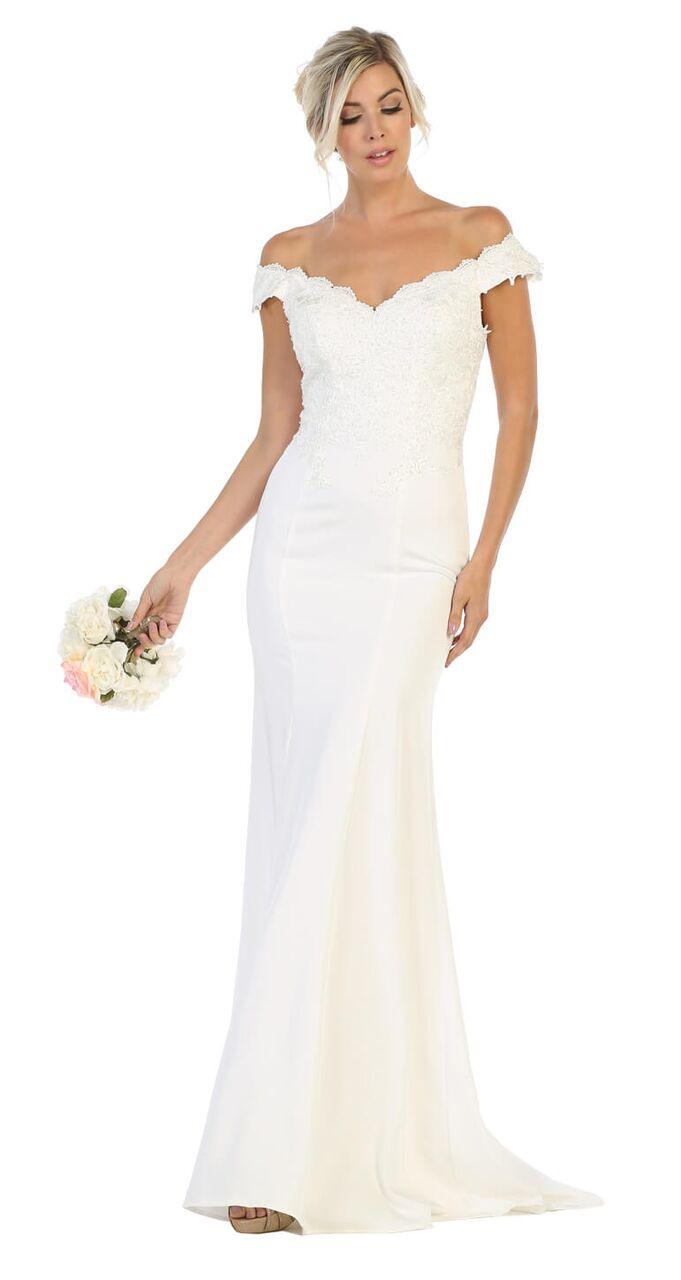 Prom Plus Size Off the Shoulder Long Formal Dress - The Dress Outlet May Queen