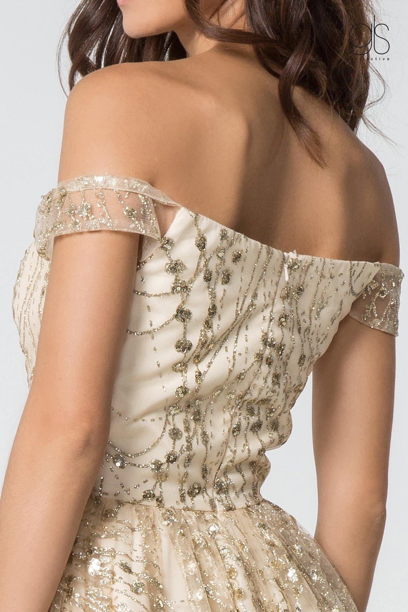 Rose Gold Prom Short Off Shoulder Glitter Homecoming Cocktail Dress