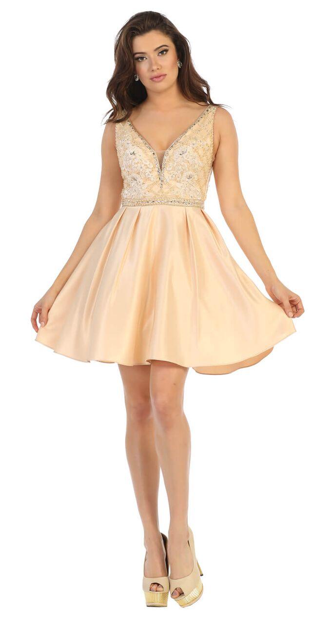 Prom Short Plus Size Cocktail Party Dress - The Dress Outlet May Queen