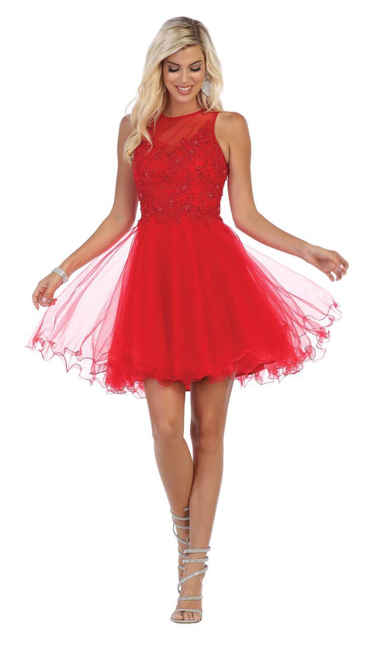 Prom Short Sleeveless Cocktail Party Dress Homecoming - The Dress Outlet May Queen