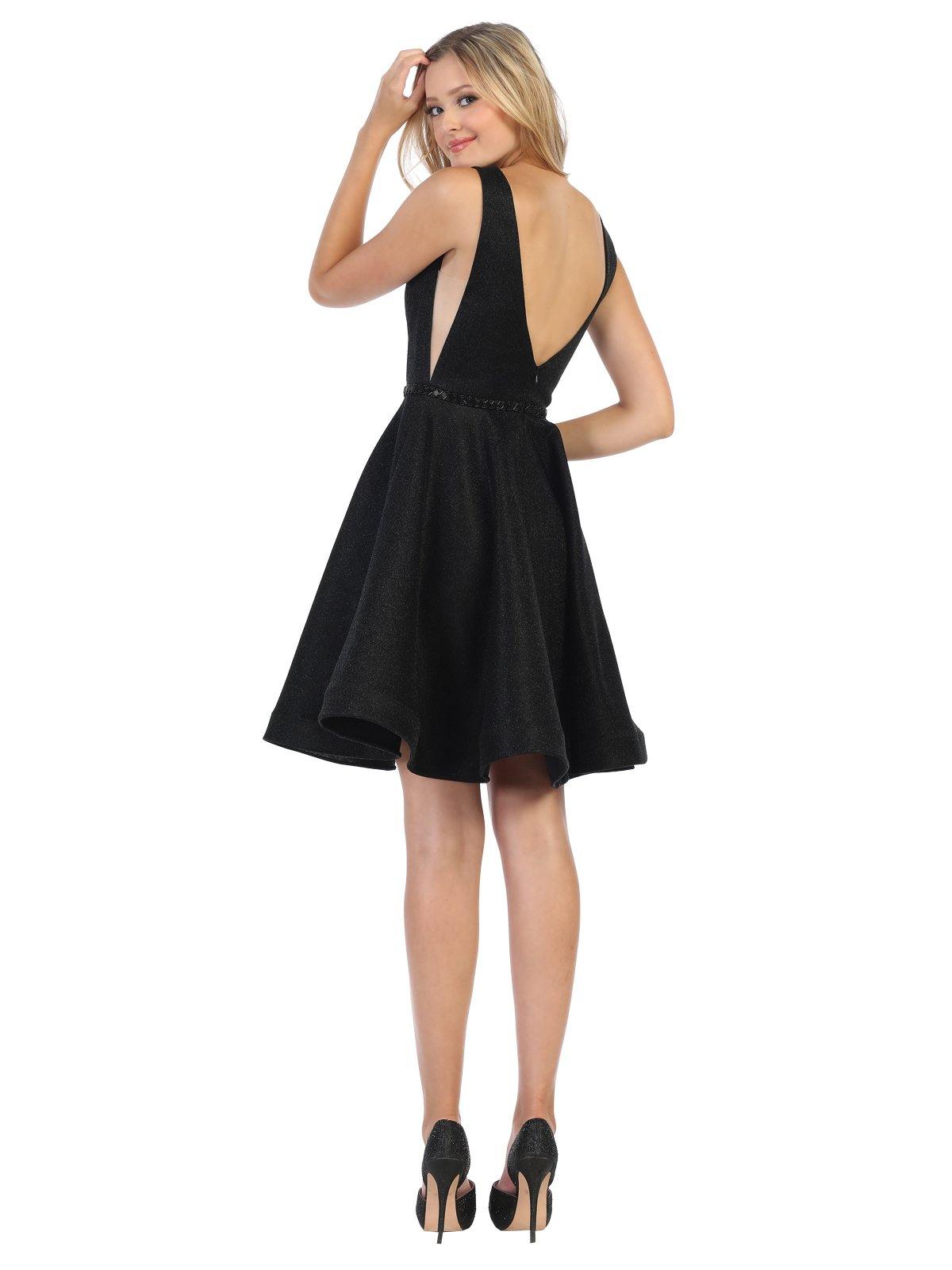 Prom Short Sleeveless Homecoming Glitter Party Dress - The Dress Outlet May Queen
