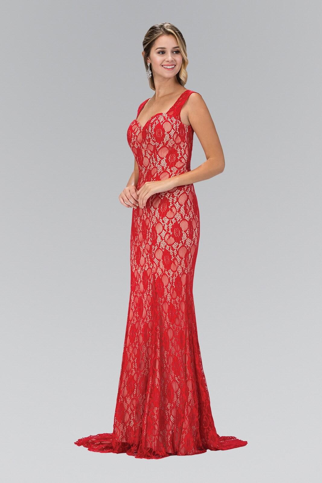 Prom Sleeveless Long Formal Evening Lace Dress - The Dress Outlet Elizabeth K