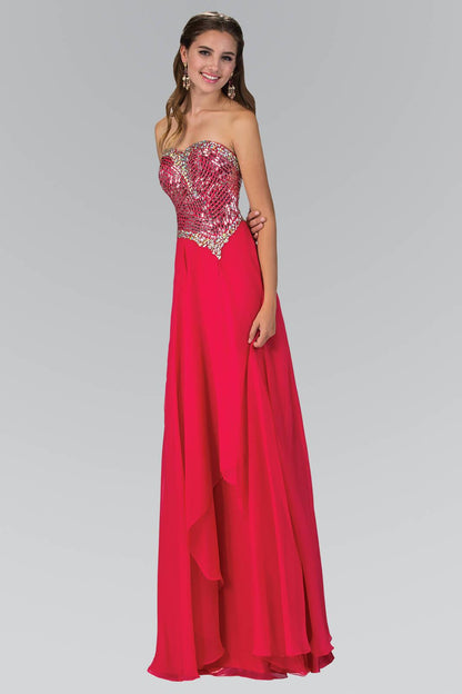 Prom Strapless Chiffon Long Dress Evening Gown - The Dress Outlet Elizabeth K