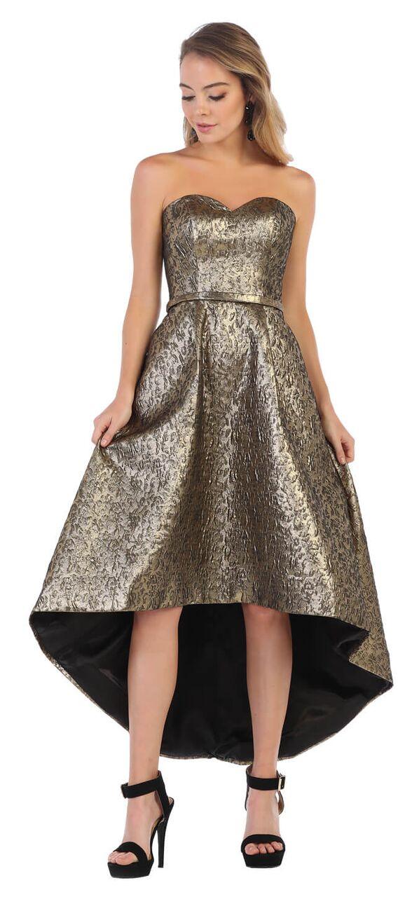 Prom Strapless Short Long High Low Gown - The Dress Outlet May Queen