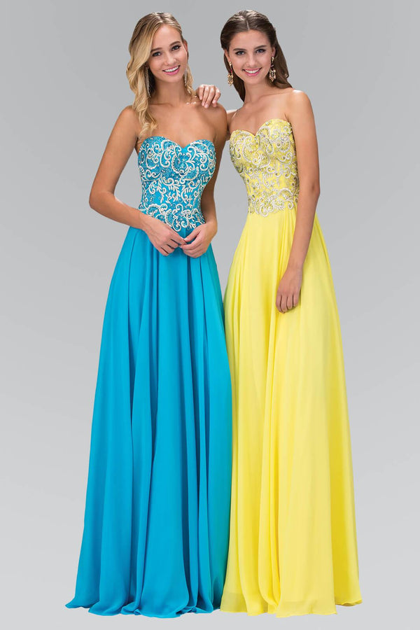 Yellow Evening Gown Chiffon Prom Dresses