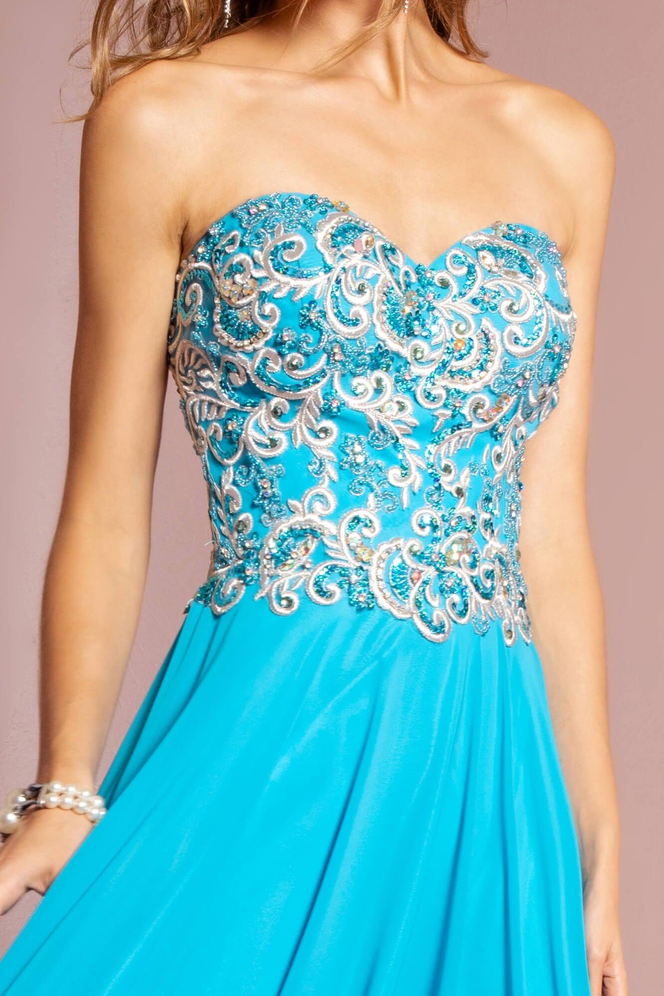 Prom Strapless Sweetheart Chiffon Evening Long Gown - The Dress Outlet Elizabeth K