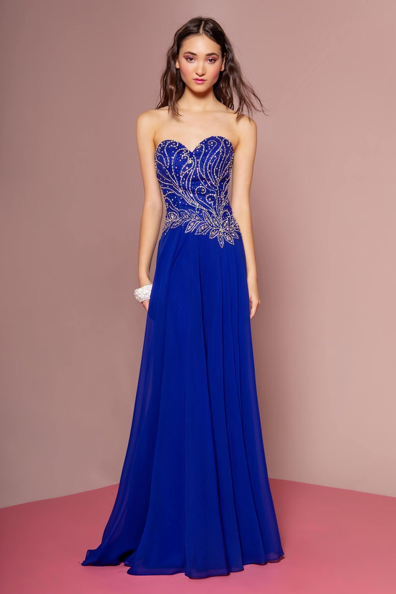 Prom Strapless Sweetheart Chiffon Long Dress - Tiffany / M Prom Strapless Sweetheart Chiffon Long Dress - Tiffany / M