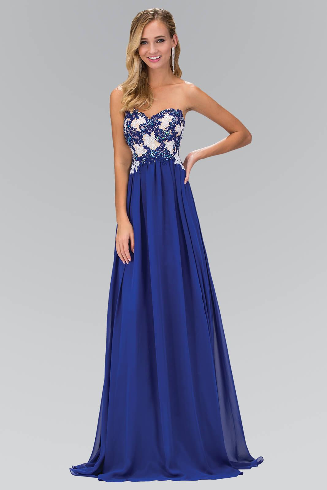 Prom Strapless Sweetheart Chiffon Long Formal Dress - The Dress Outlet Elizabeth K