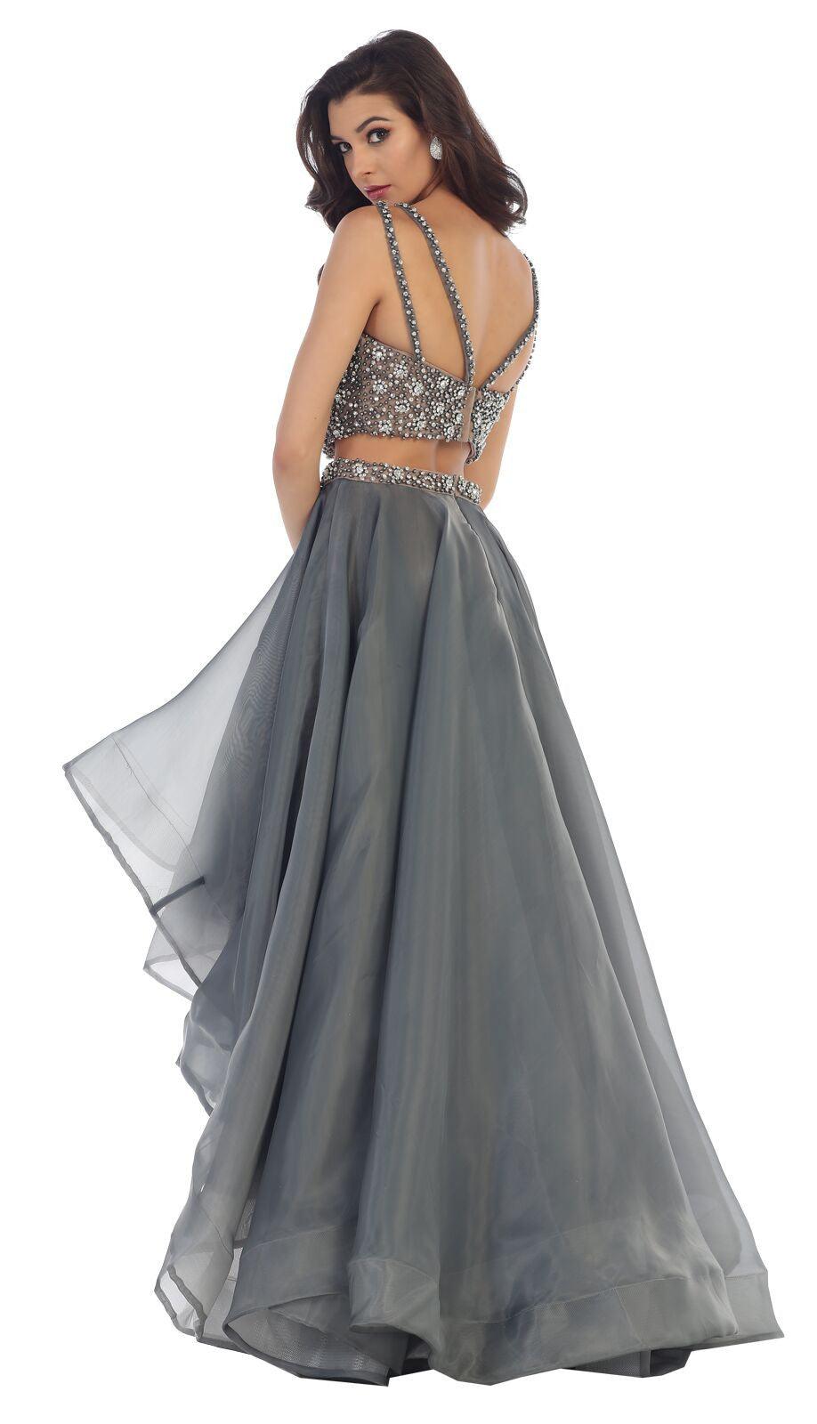 Prom Two Piece Set Homecoming Formal High Low Dress - The Dress Outlet May Queen