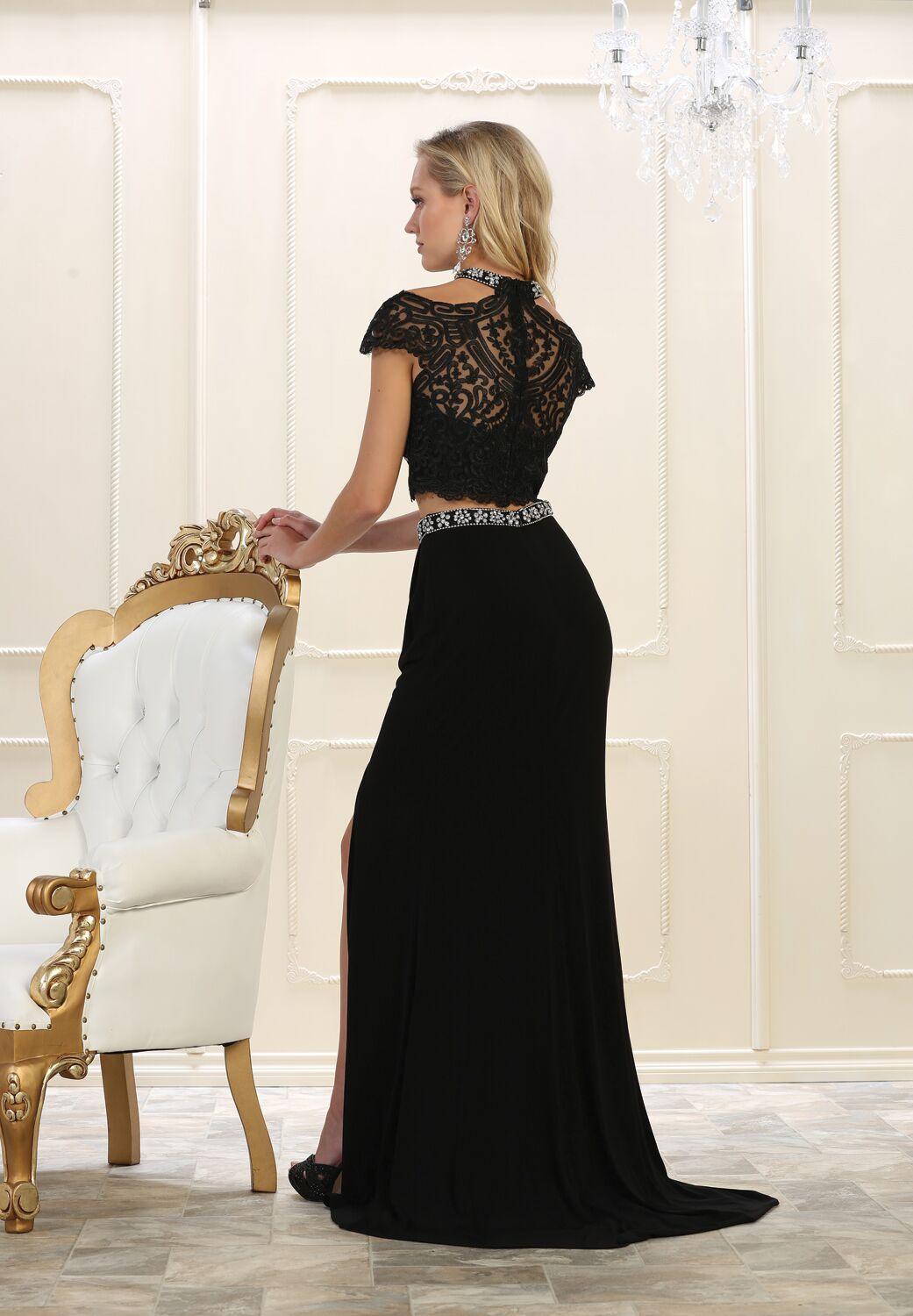 Prom Two Piece Set Long Dress Formal - The Dress Outlet May Queen