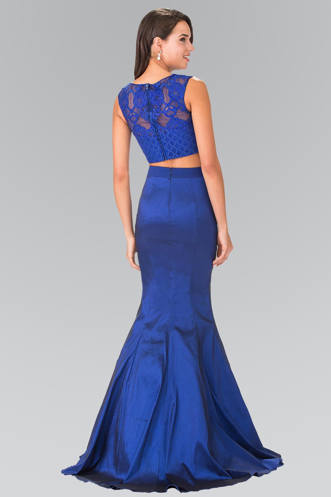 Red Prom Two Piece Taffeta Formal Dress Evening Long Gown
