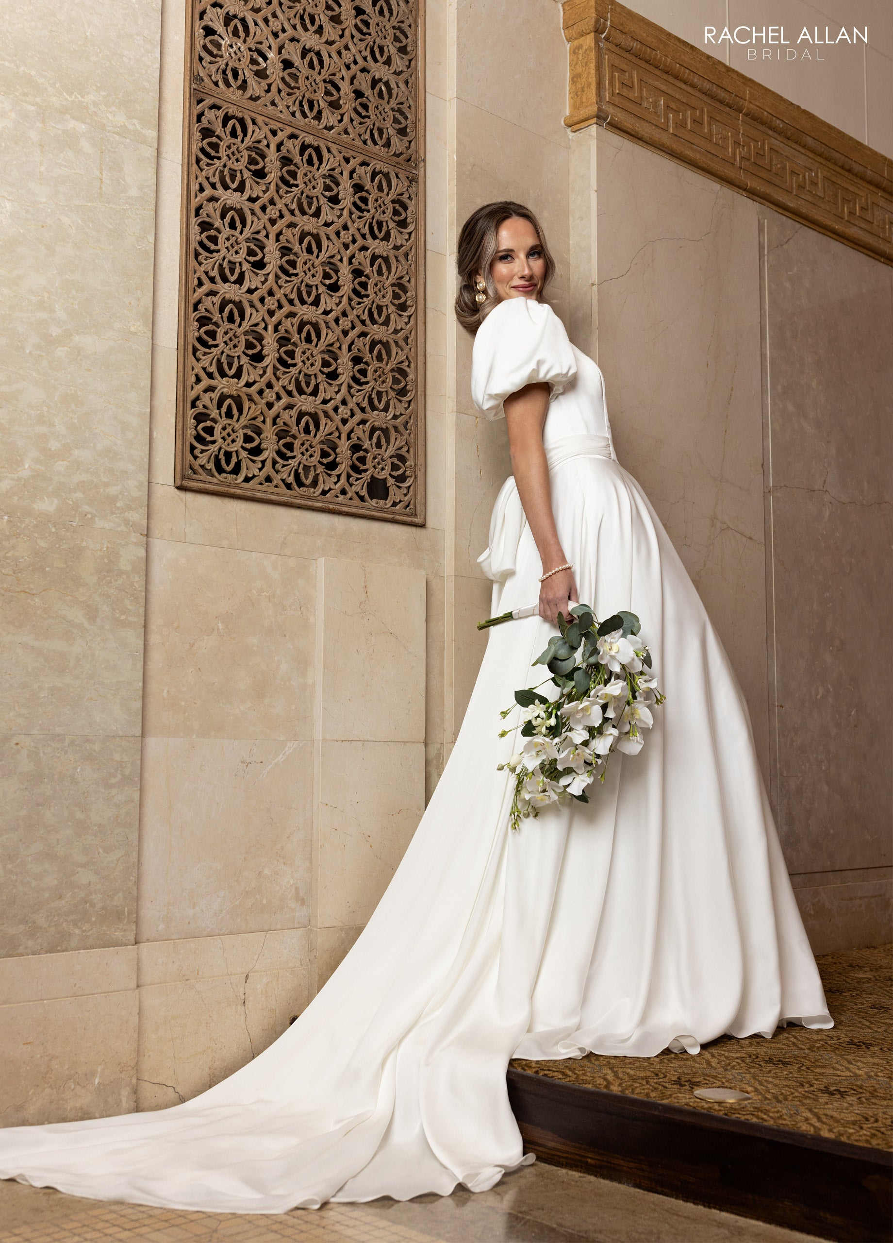 Wedding Dresses Long Puff Sleeve Wedding Dress Ivory