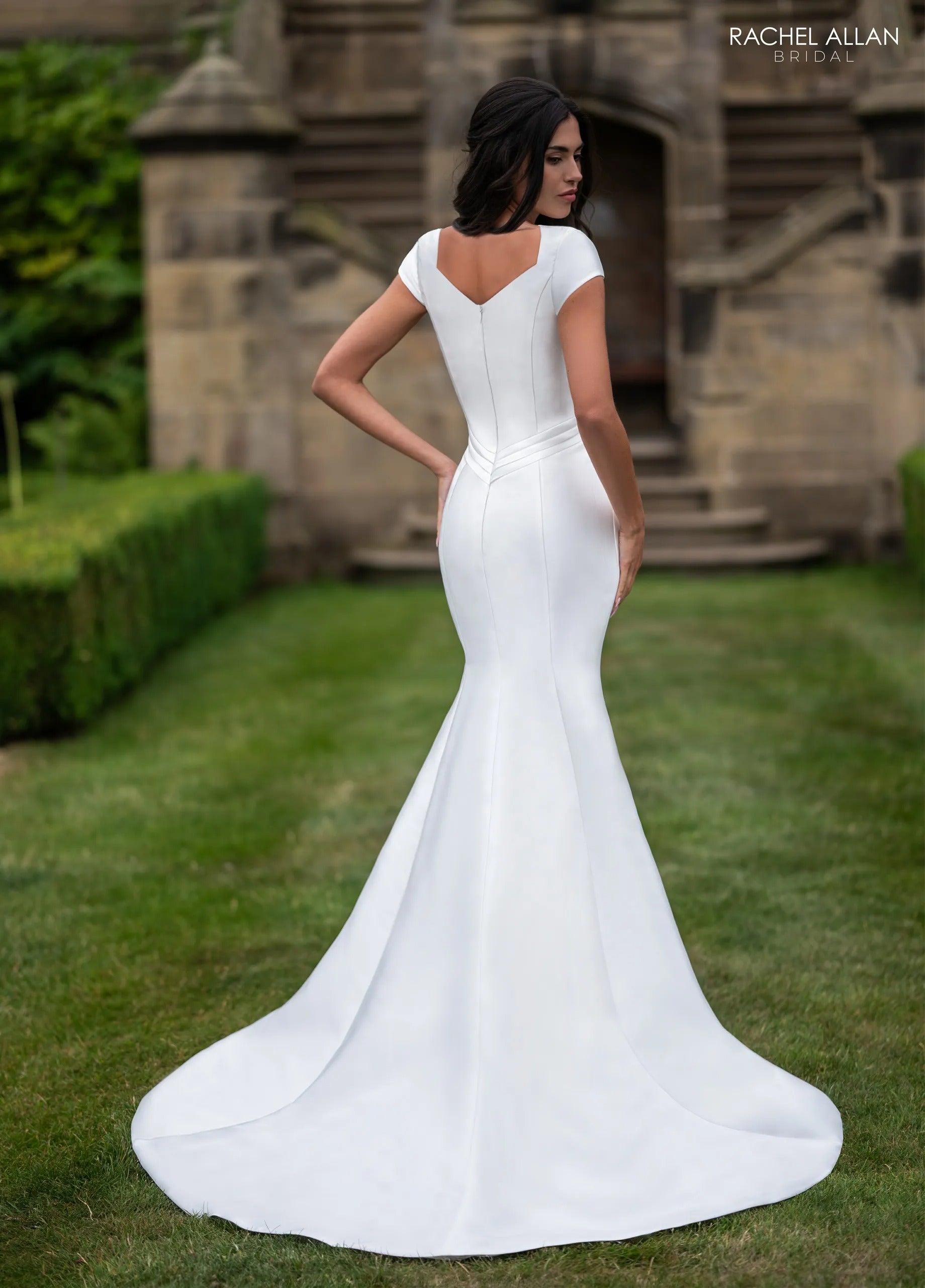 Ivory Sweetheart Neck Floor-Length Mikado Bridal Wedding Gown with Removable Overskirt Rachel Allan RB7021