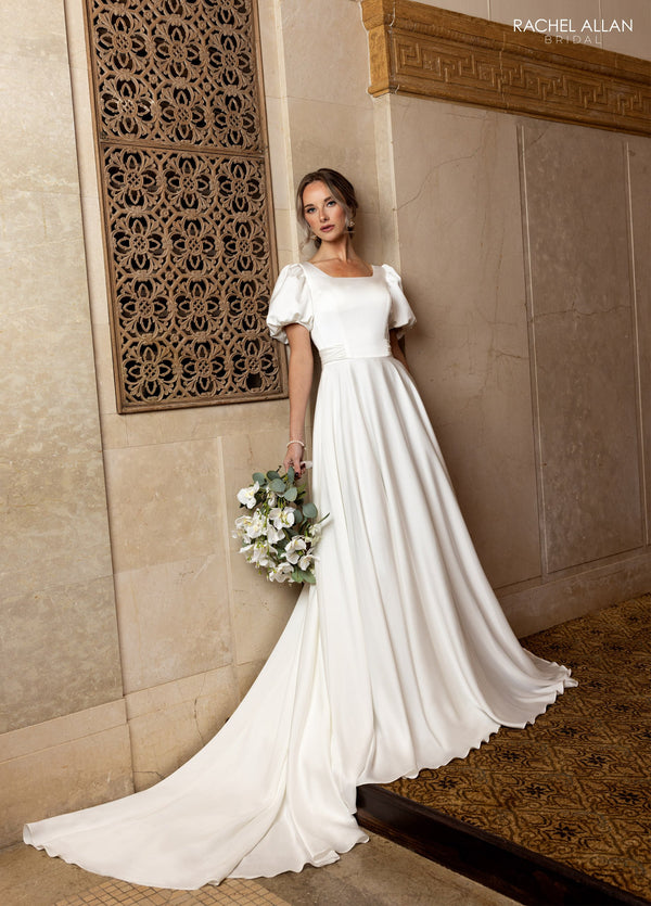 Rachel Allan RB7004 Long Puff Sleeve Wedding Dress