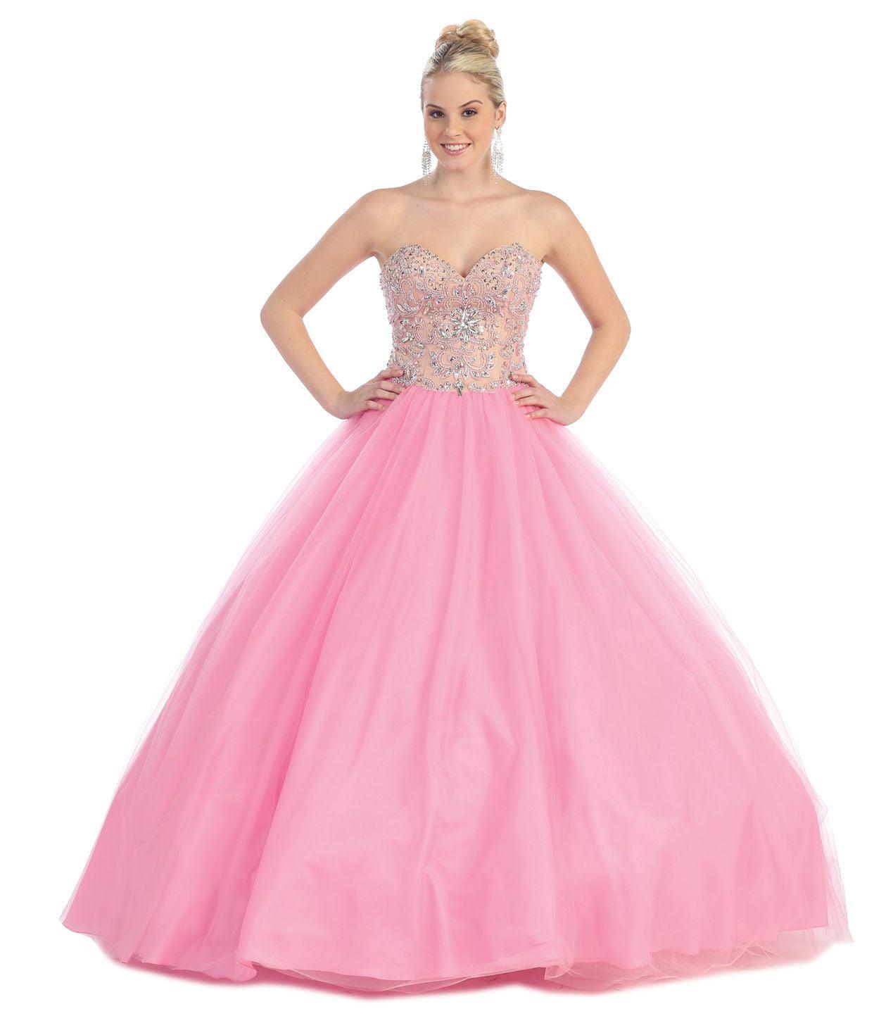 Quinceanera Ball Gown Plus Size Prom Long Dress - The Dress Outlet May Queen