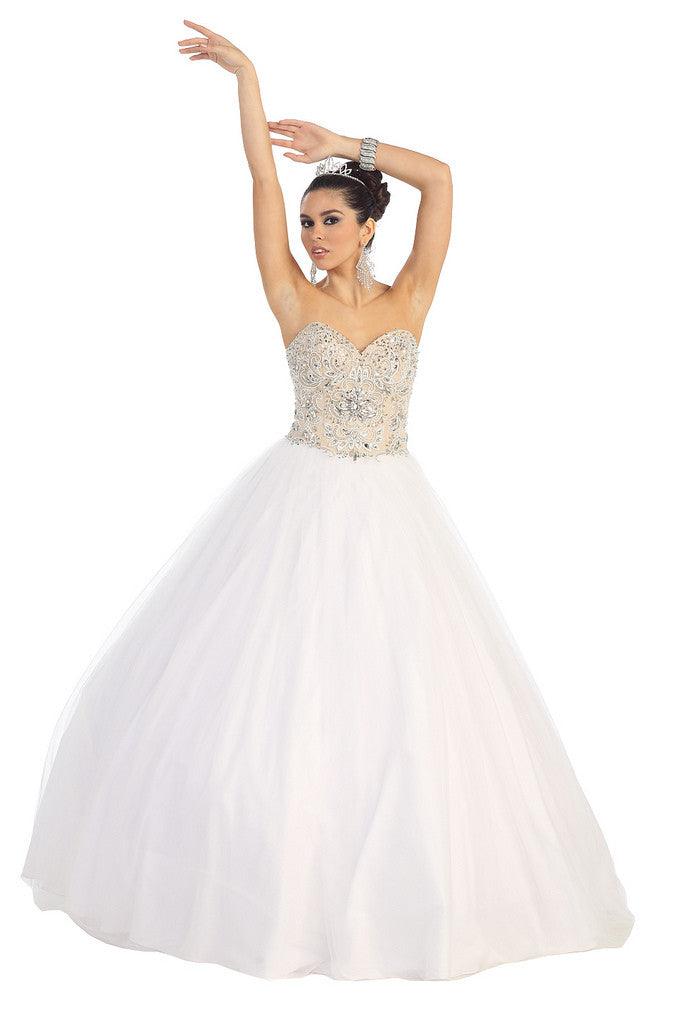 Quinceanera Ball Gown Plus Size Prom Long Dress - The Dress Outlet May Queen