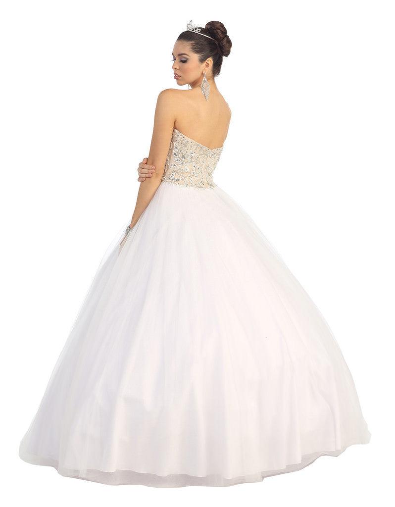 Quinceanera Ball Gown Plus Size Prom Long Dress - The Dress Outlet May Queen