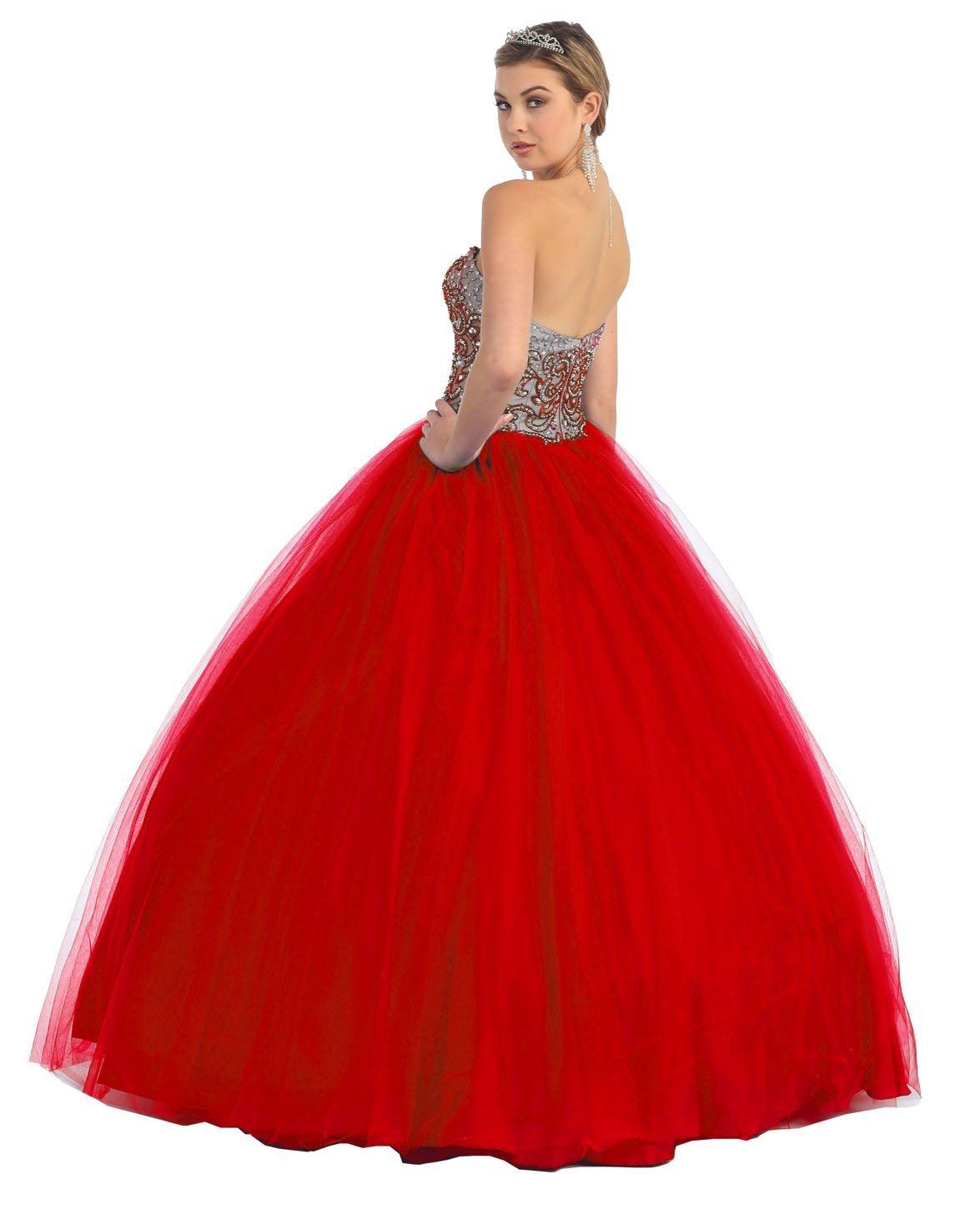 Quinceanera Ball Gown Plus Size Prom Long Dress - The Dress Outlet May Queen