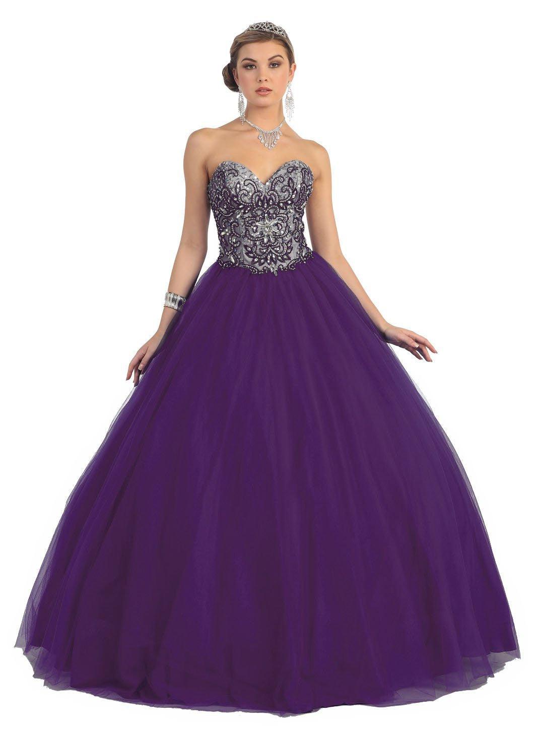 Quinceanera Ball Gown Plus Size Prom Long Dress - The Dress Outlet May Queen