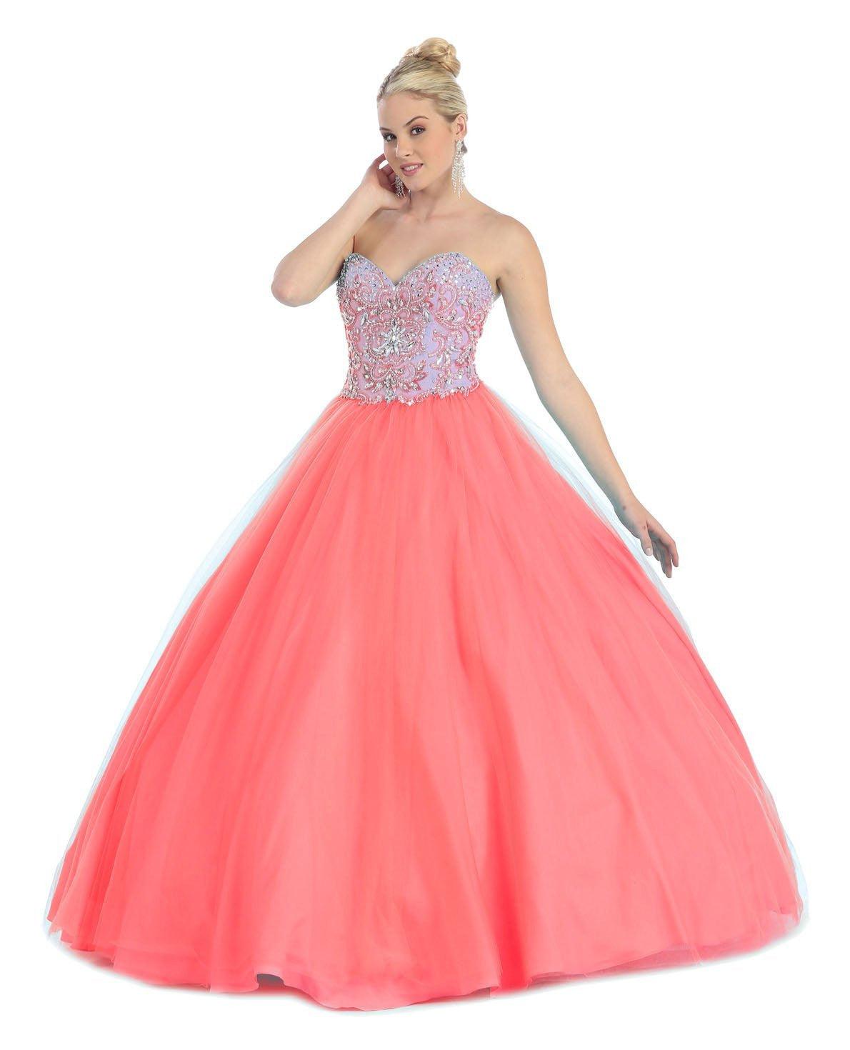 Quinceanera Ball Gown Plus Size Prom Long Dress - The Dress Outlet May Queen