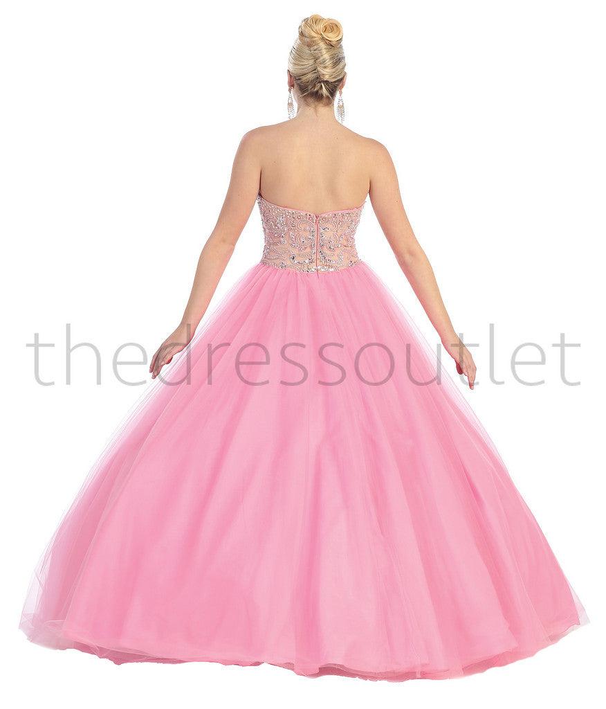 Quinceanera Ball Gown Plus Size Prom Long Dress - The Dress Outlet May Queen