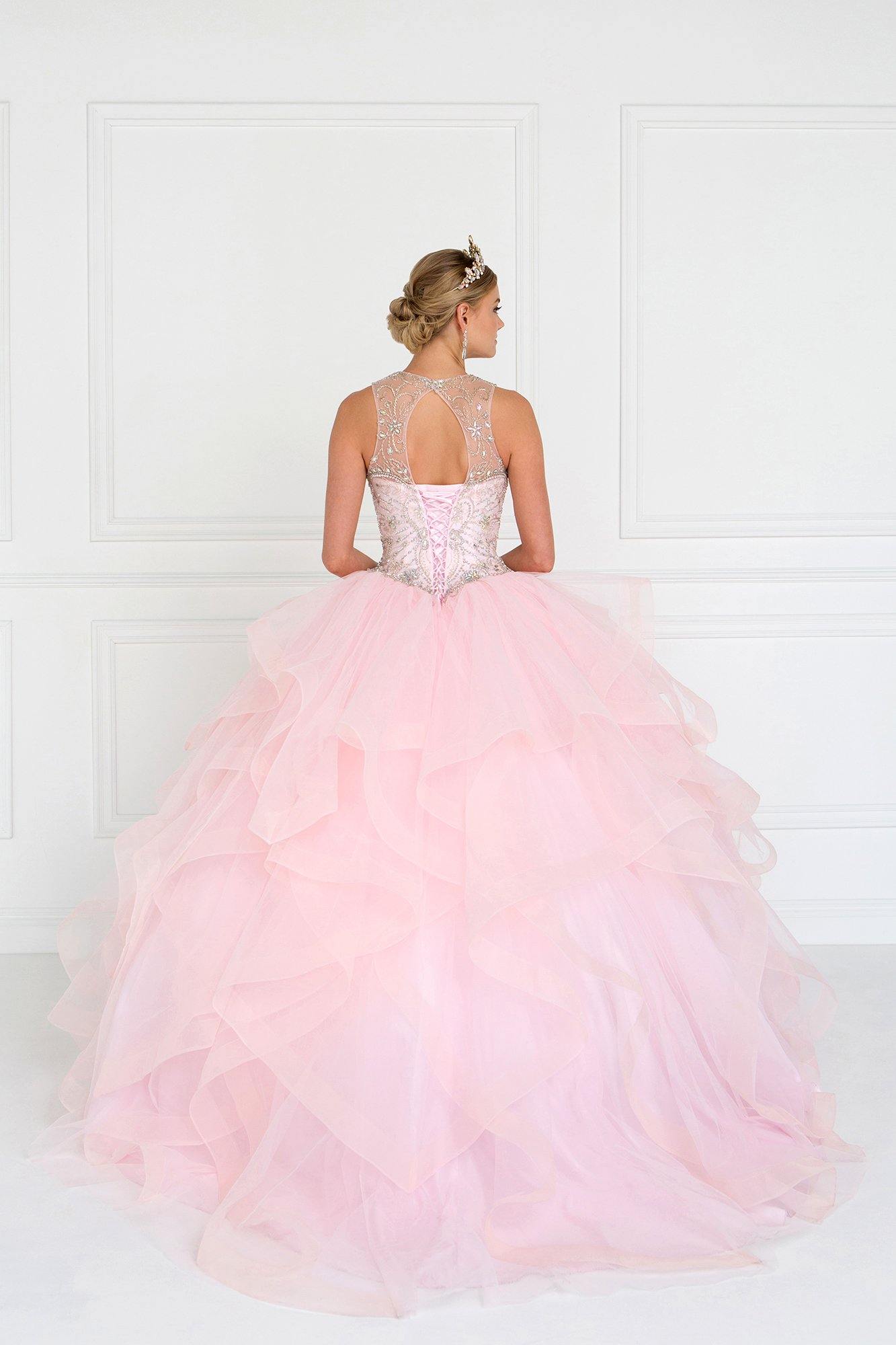 Quinceanera Cut-Out Back Ball Gown Dress with Bolero - The Dress Outlet Elizabeth K