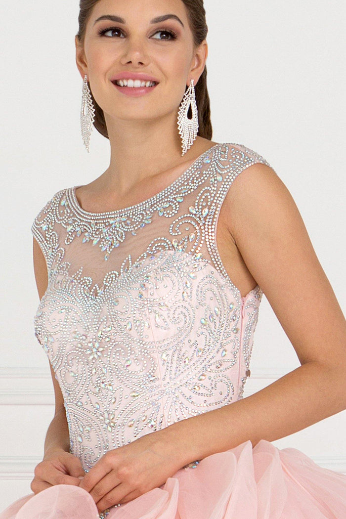Quinceanera Cut-Out Back Ball Gown Dress with Bolero - The Dress Outlet Elizabeth K