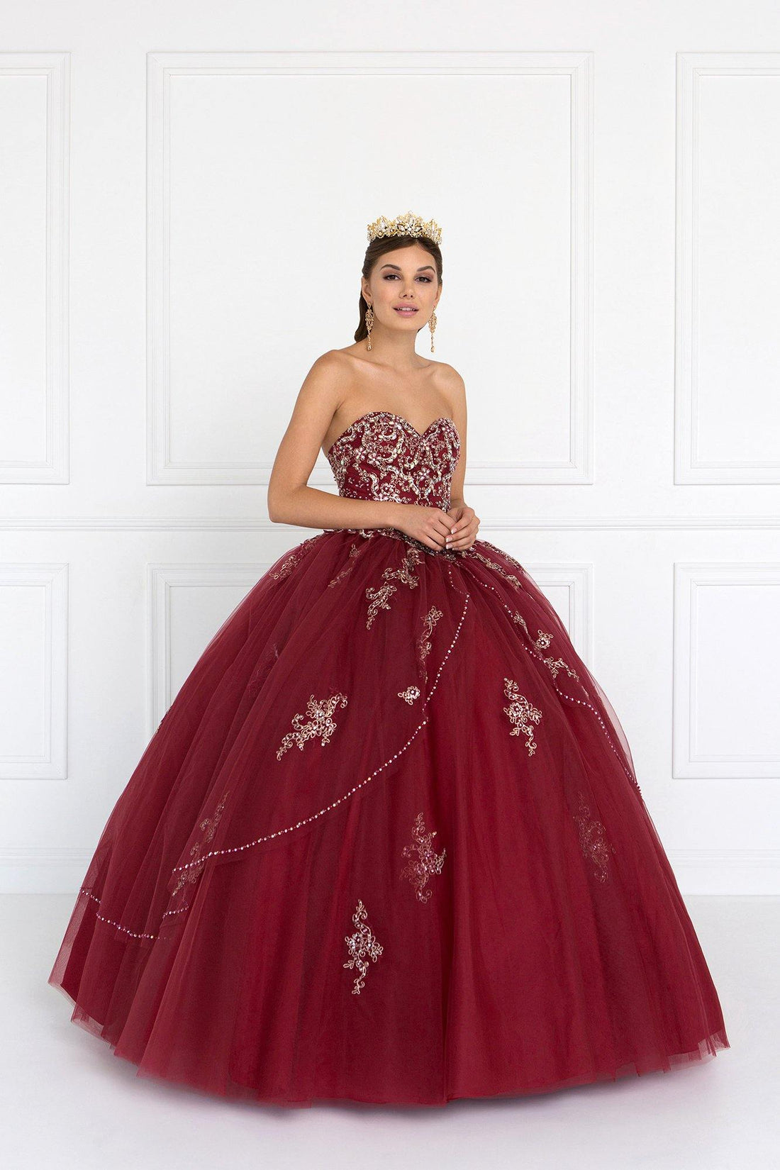 Embroidered Long Quinceanera Dress with Bolero main image 0