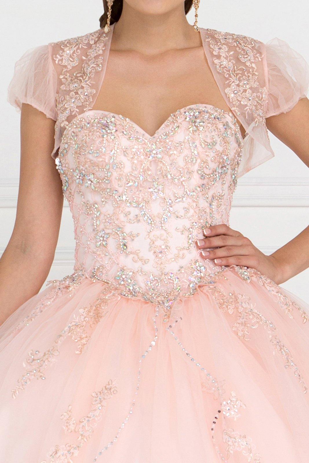 Quinceanera Embellished Tulle Quinceanera Dress with Bolero - The Dress Outlet Elizabeth K