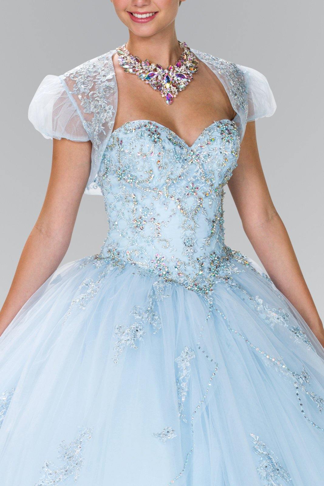 Quinceanera Embellished Tulle Quinceanera Dress with Bolero - The Dress Outlet Elizabeth K