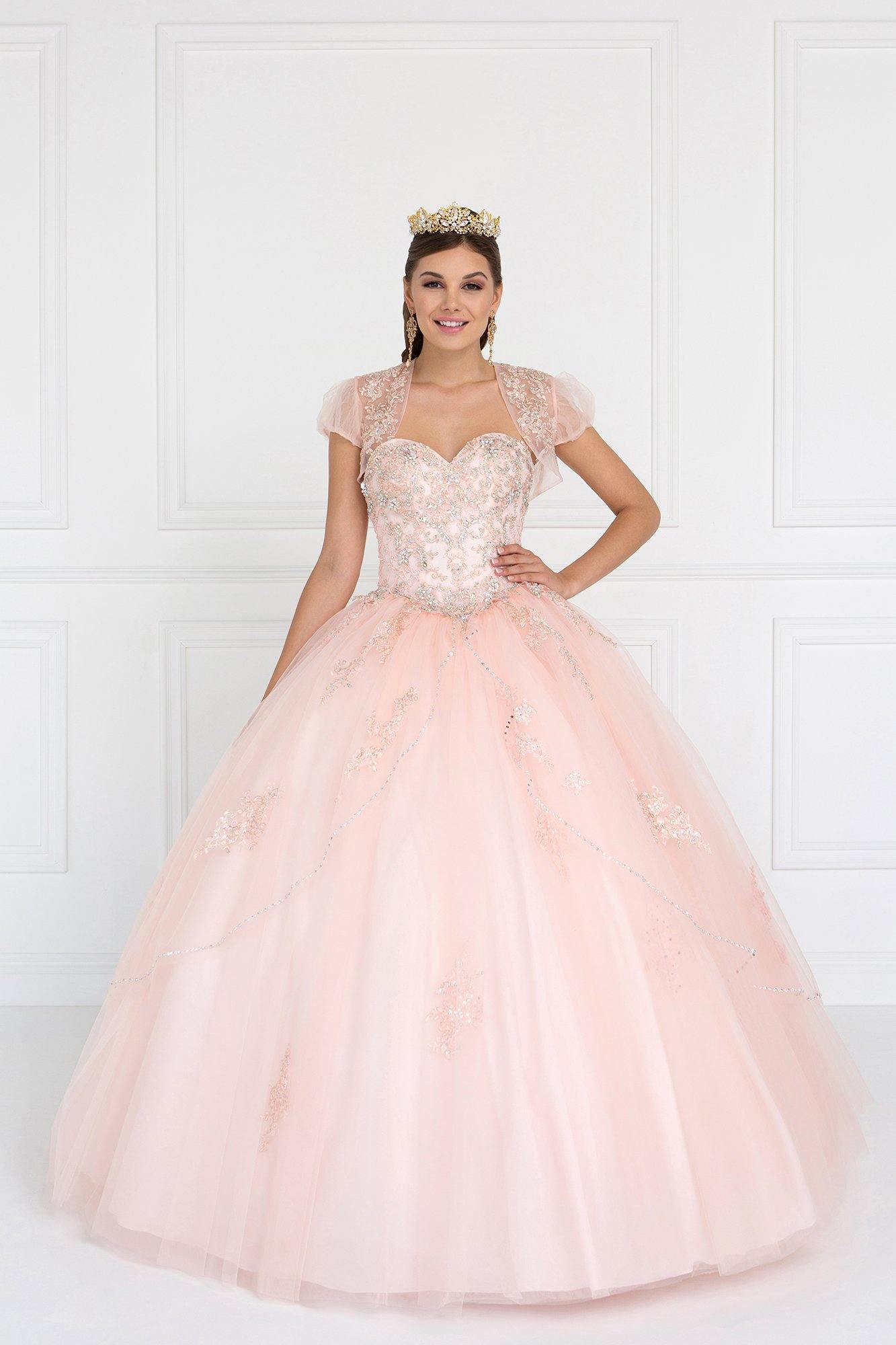 Quinceanera Embellished Tulle Quinceanera Dress with Bolero - The Dress Outlet Elizabeth K
