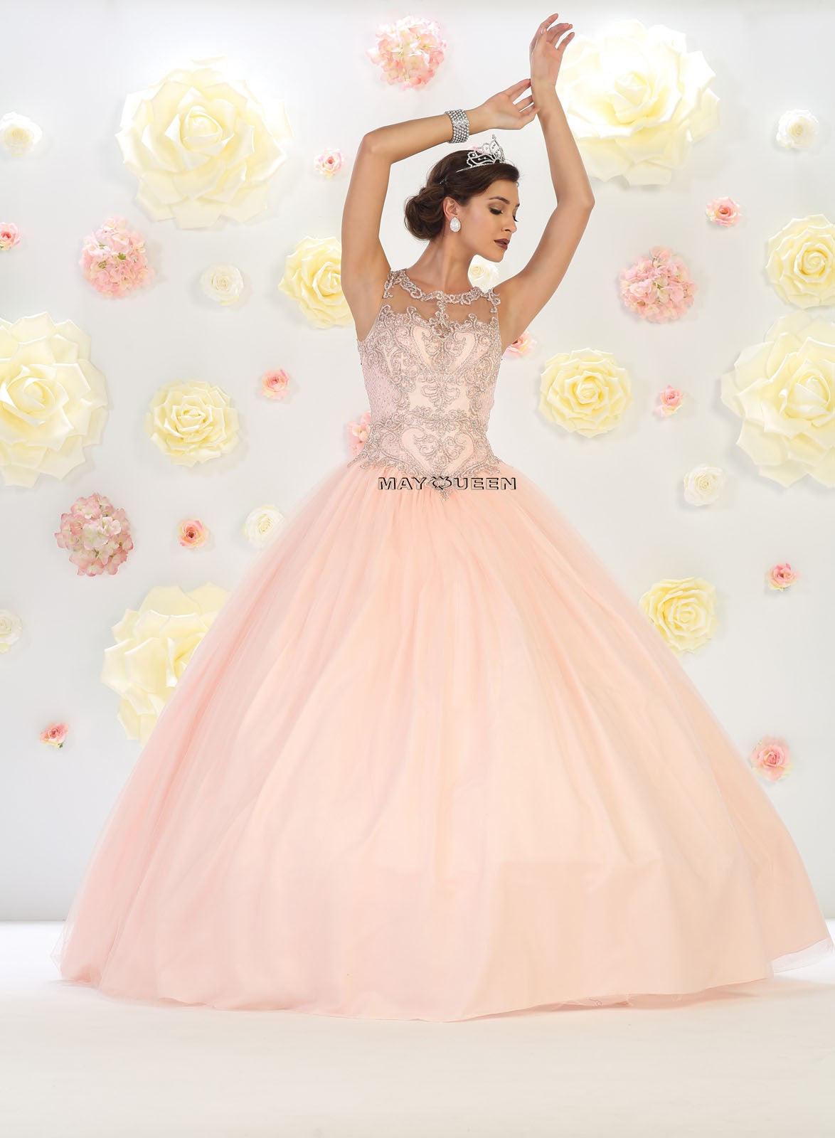 Quinceanera Long Ball Gown Formal Dress Sweet 16 - The Dress Outlet May Queen