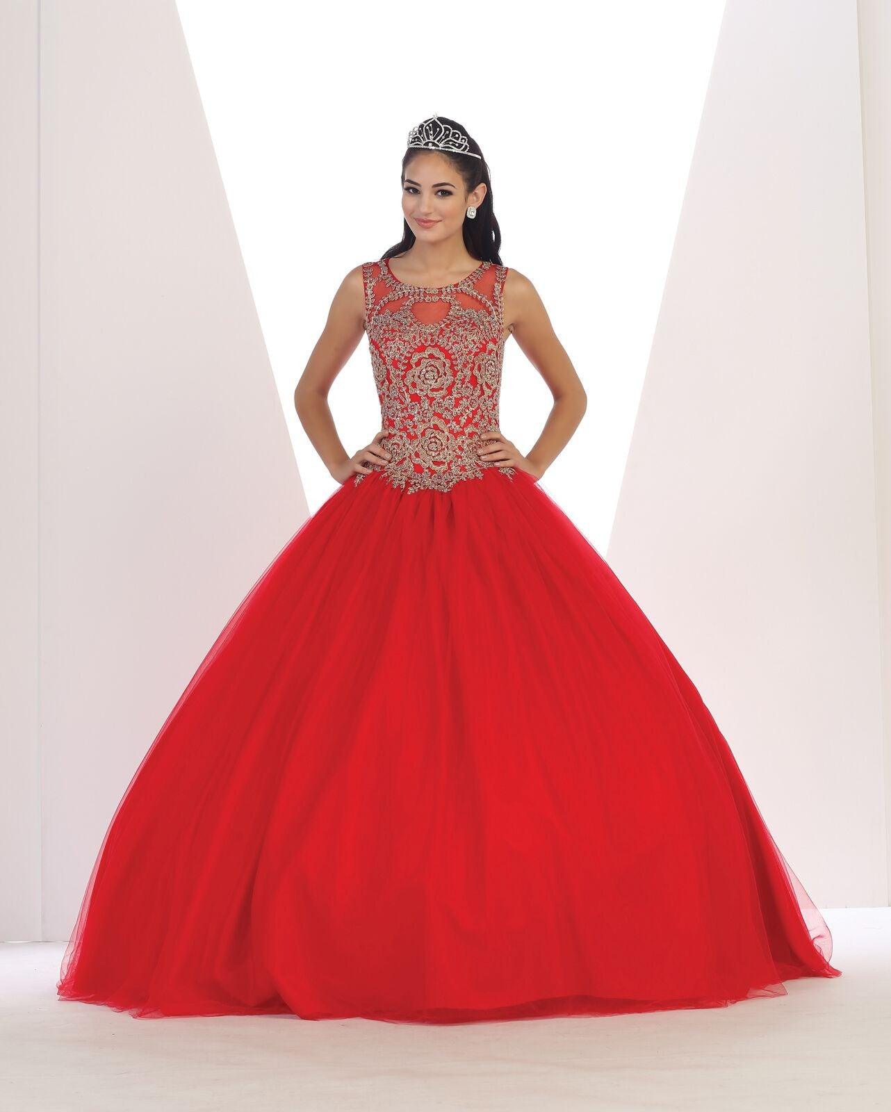Quinceanera Long Prom Dress Quinceanera Ball Gown - The Dress Outlet May Queen