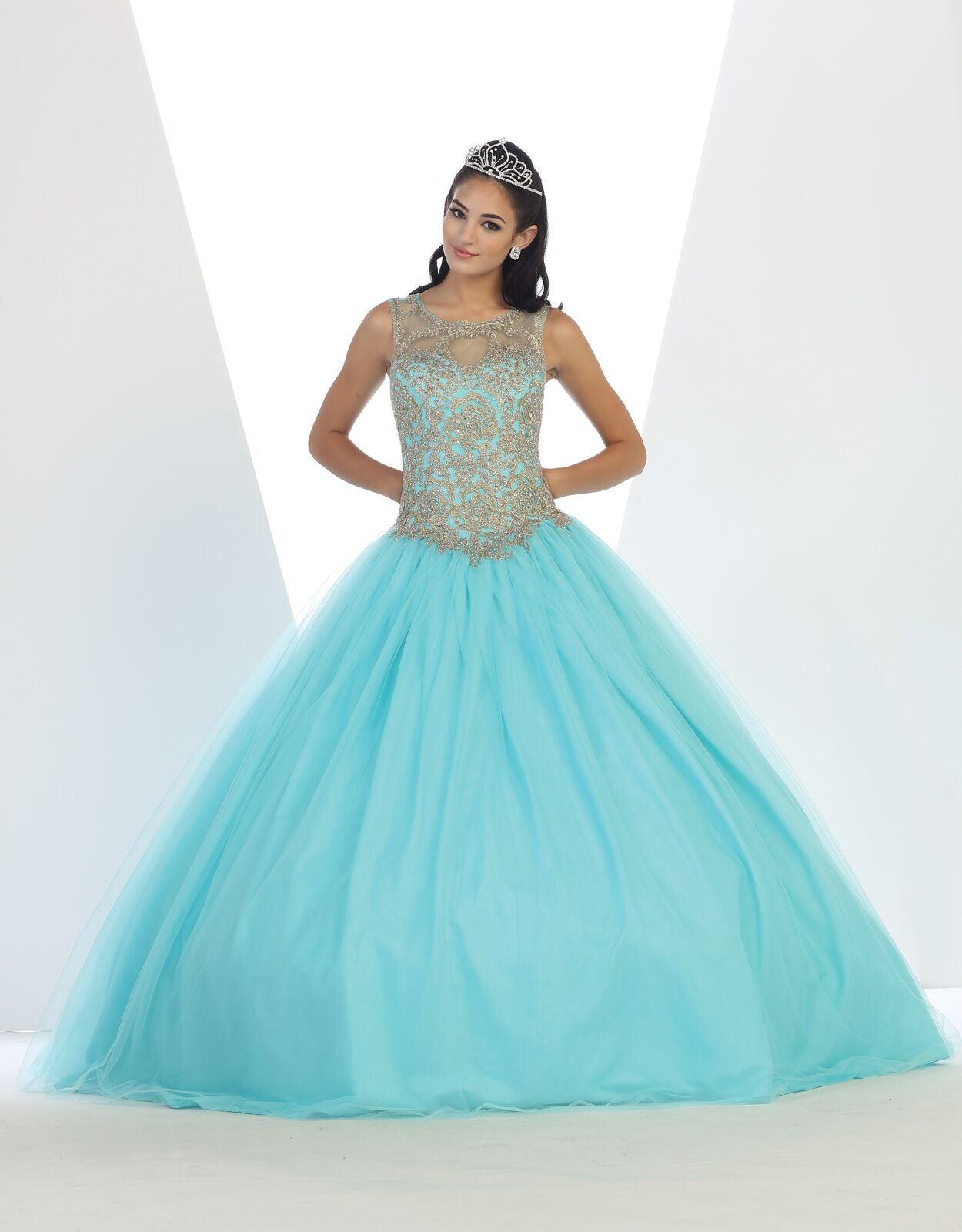Quinceanera Long Prom Dress Quinceanera Ball Gown - The Dress Outlet May Queen