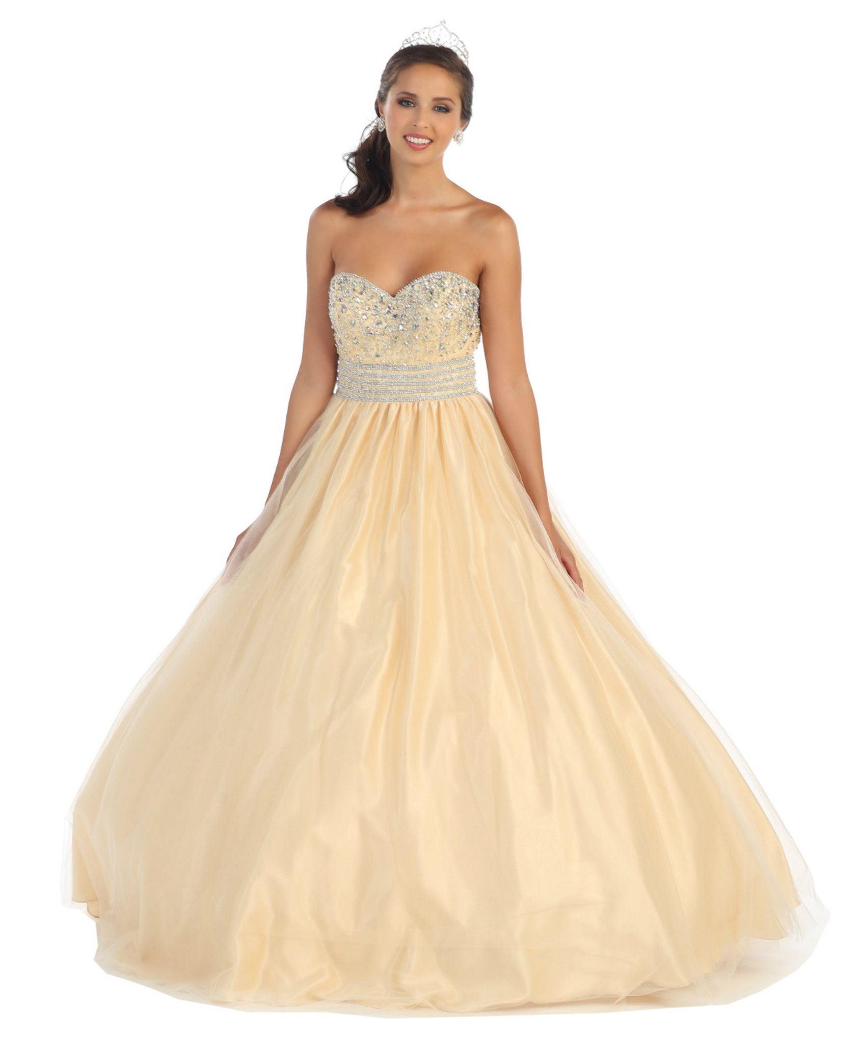 Quinceanera Long Quinceanera Formal Prom Dress - The Dress Outlet May Queen