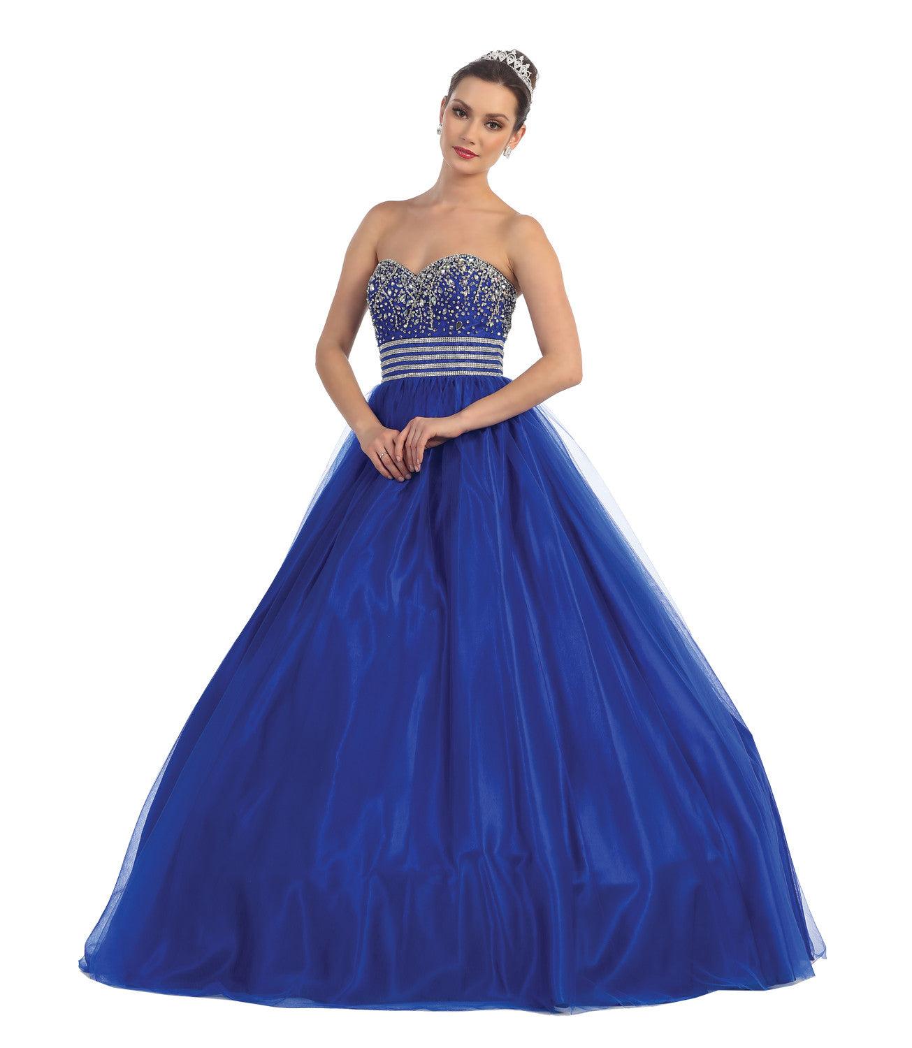 Quinceanera Long Quinceanera Formal Prom Dress - The Dress Outlet May Queen