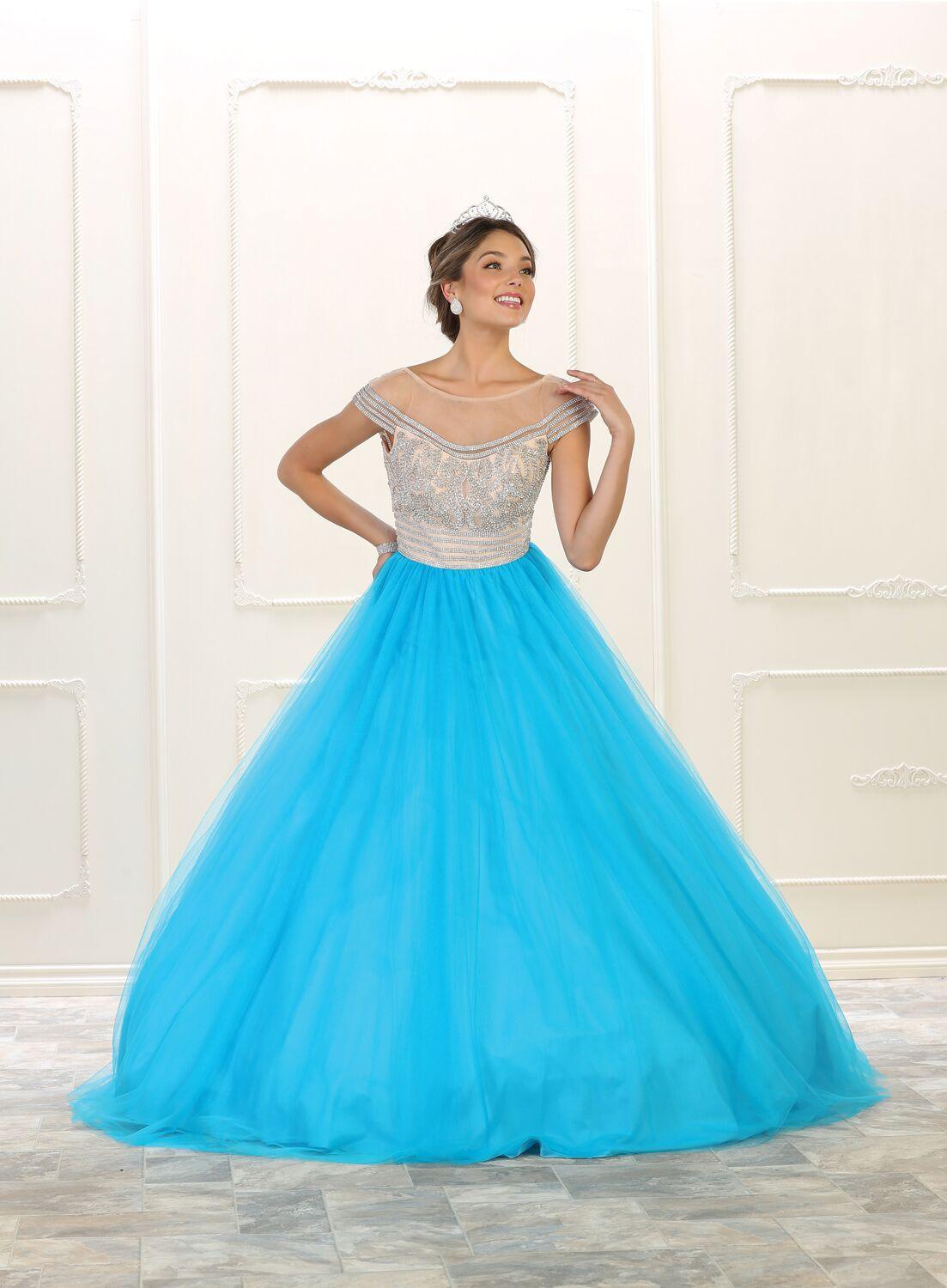 Quinceanera Long Quinceanera Prom Dress Sweet 16 Ball Gown - The Dress Outlet May Queen