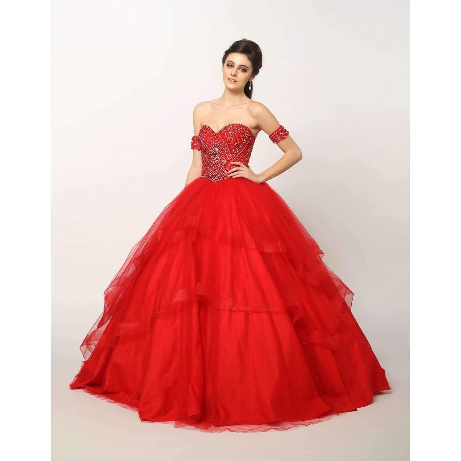 Quinceanera Long Strapless Glitter Mesh Ball Gown