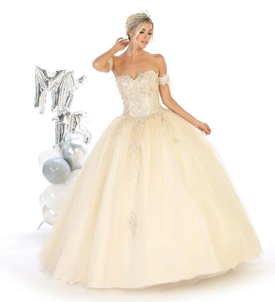 Quinceanera Long Strapless Sweet 16 Ball Gown - The Dress Outlet May Queen