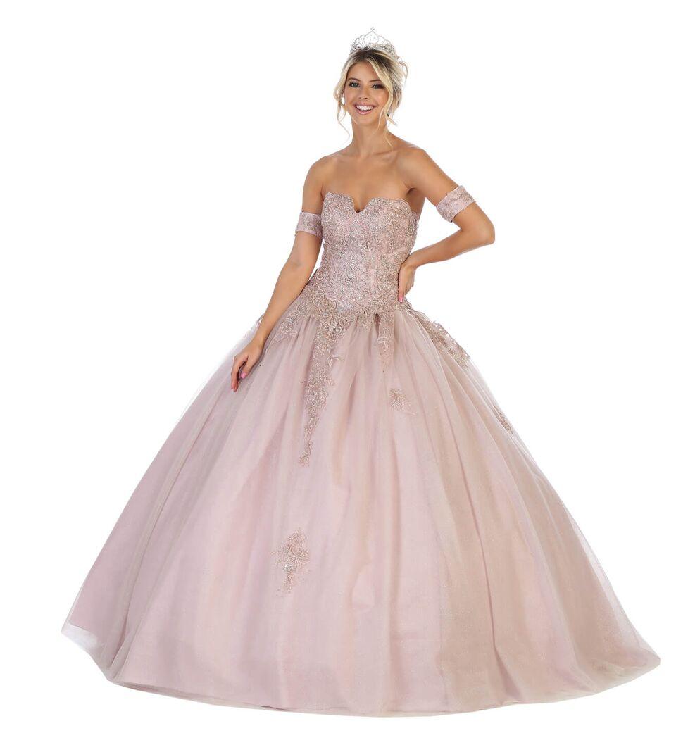 Quinceanera Long Strapless Sweet 16 Ball Gown - The Dress Outlet May Queen