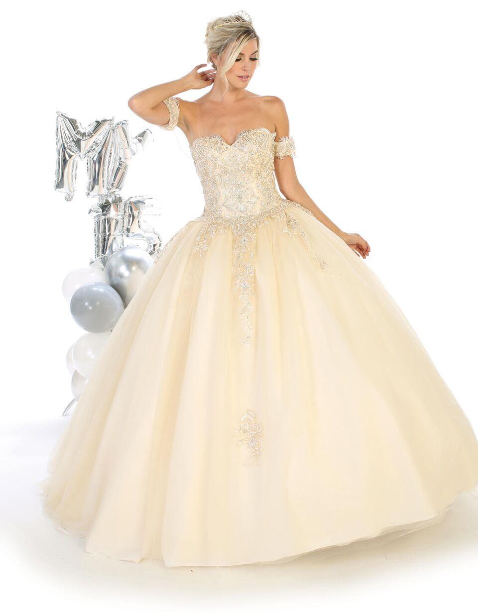 Quinceanera Long Strapless Sweet 16 Ball Gown - The Dress Outlet May Queen