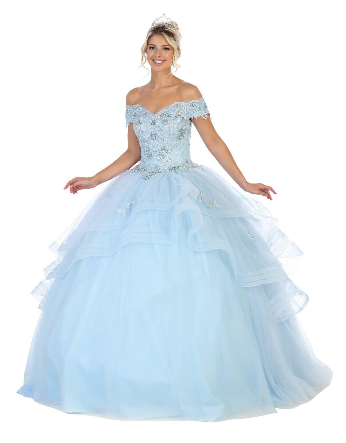Quinceanera Long Sweet 16 Ball Gown - The Dress Outlet May Queen
